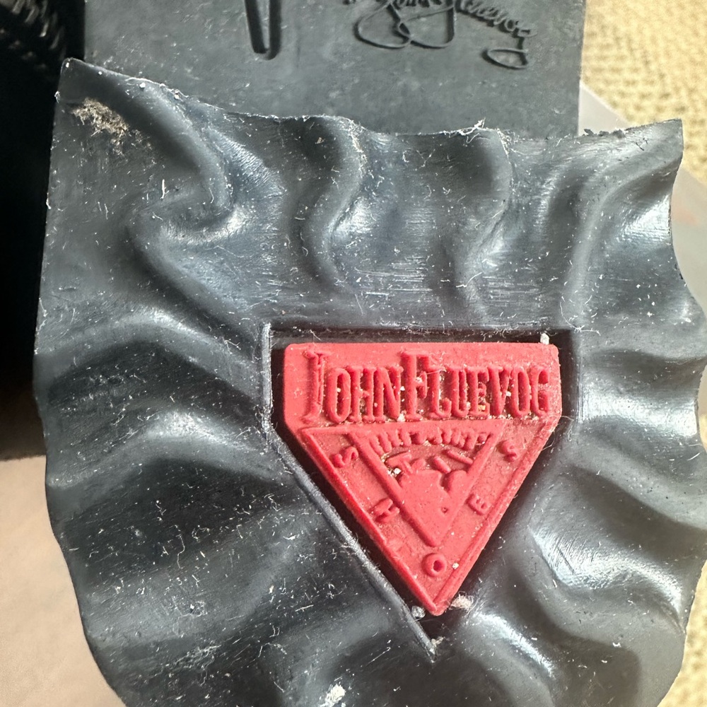 John Fluevog Black Leather Moto Boots with Buckles - Picture 5 of 9